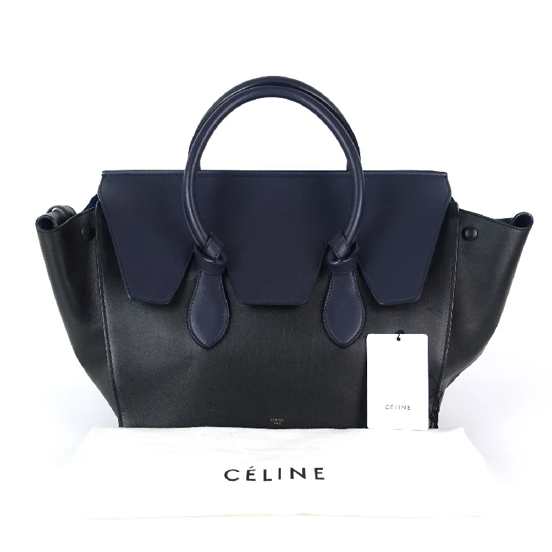 Celine Bags with Adjustable Shoulder Straps for All - Day ComfortTie Knot Two-Tone Smooth Calf Leather Bag