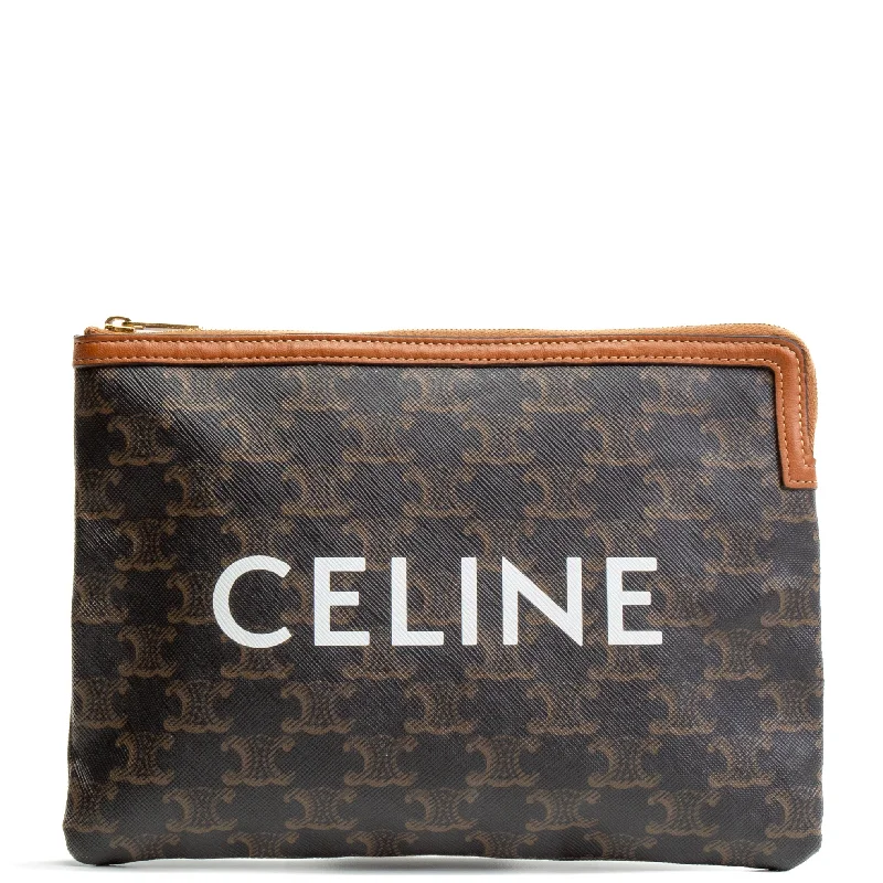 Celine Bags with Detachable Straps for VersatilityCELINE Triomphe Pouch - OUTLET FINAL SALE