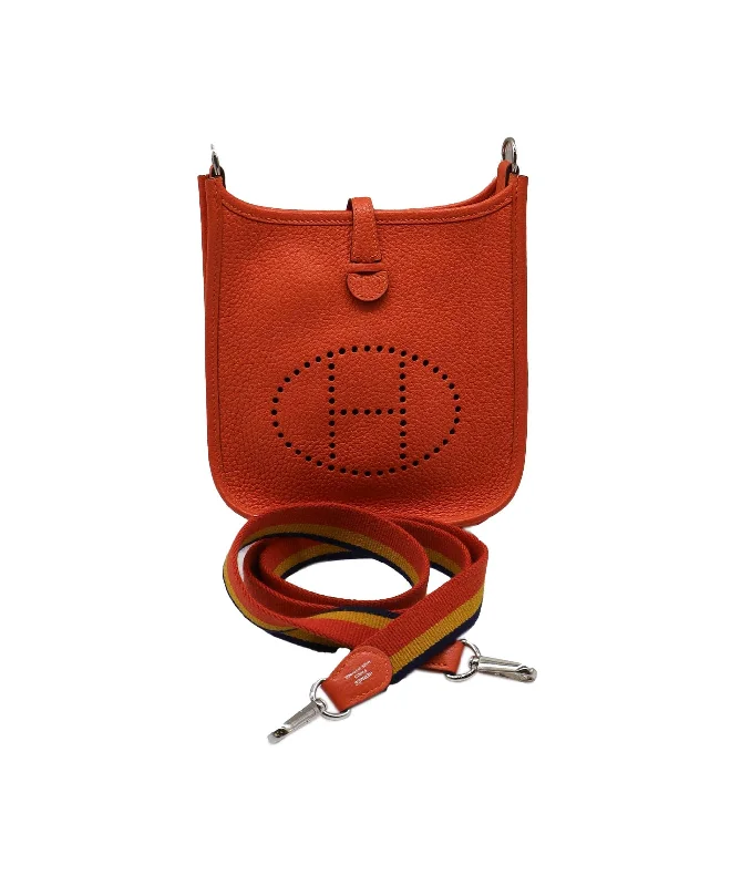 Two - Tone Hermes Bags for a Modern and Stylish AppearanceHermes Evelyn TPM Orange Shoulder Bag  - RJC4411