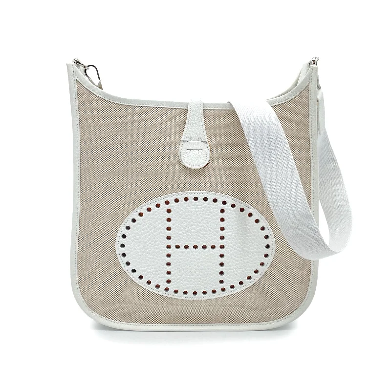 Water - Resistant Hermes Beach Bags for Summer FunHermes Vintage Evelyn PM White Toile H PHW #J 90252979