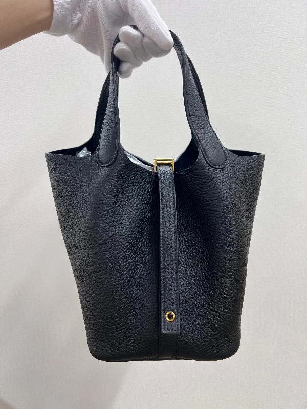 Seasonal - Exclusive Hermes Bags for Summer GetawaysHermes Picotin Lock 18 Black Clemence GHW #W SKCB-124444