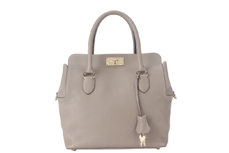 Sustainable and Ethical Hermes Bags for Conscious ConsumersHERMES TOOLBOX 26 GRIS EVERCOLOR LEATHER PALLADIUM HARDWARE STAMP A (YEAR 2017) WITH KEYS AND DUST COVER