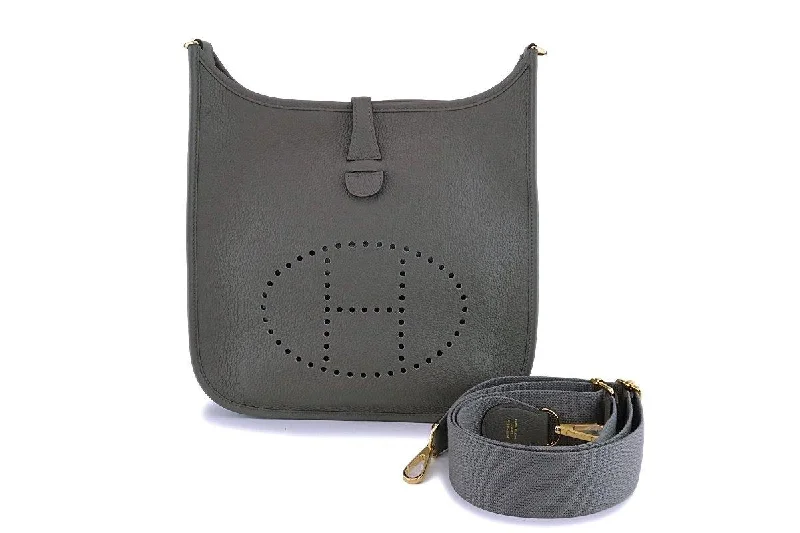 Two - Tone Hermes Bags for a Modern and Stylish AppearanceNIB Hermes Taupe Gray Gris Etain Evelyne III PM 29cm Bag GHW