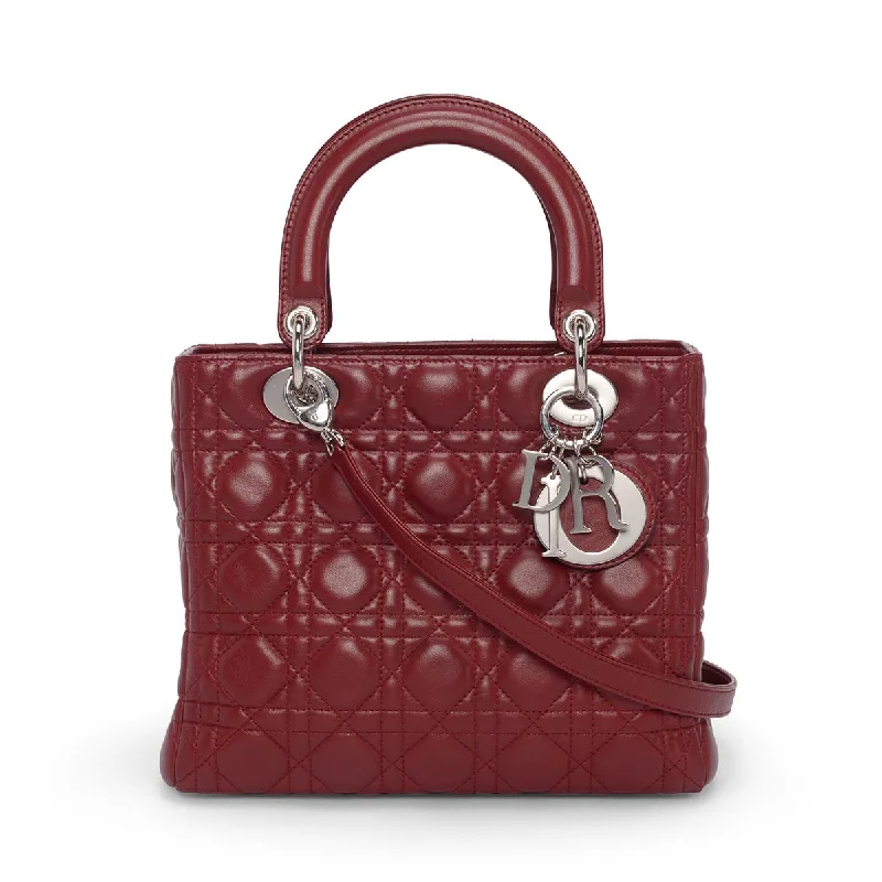 Christian Dior bags with a quilted pattern and gold - toned hardwareDior Burgundy Cannage Lambskin Medium Lady Dior