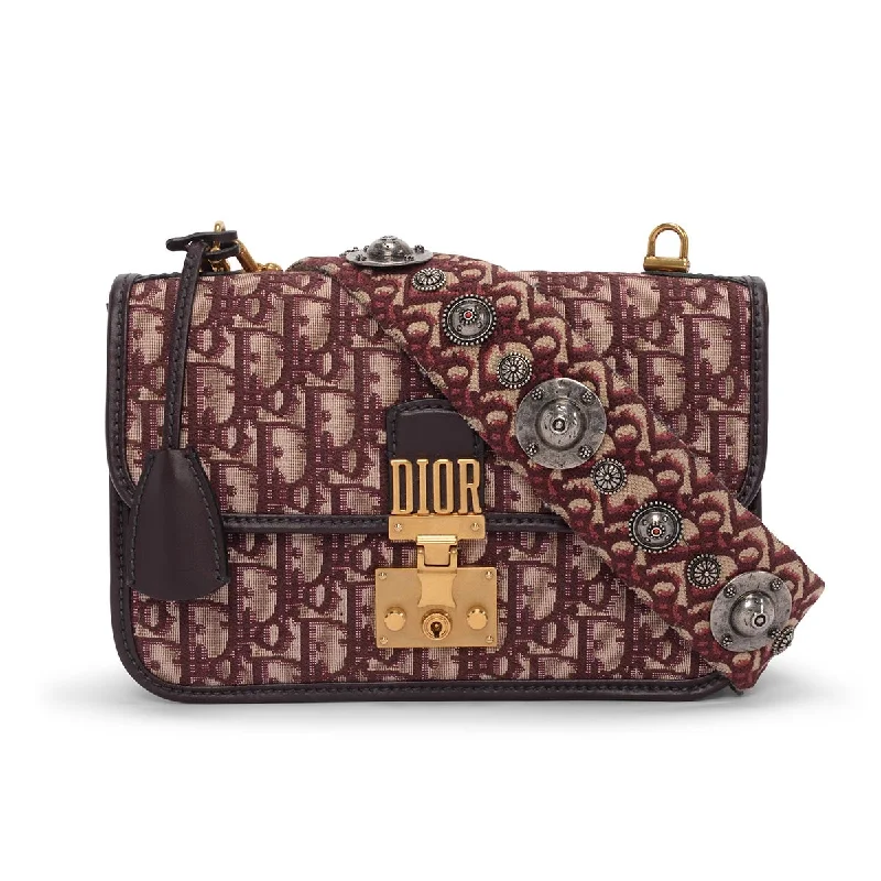 Stylish Christian Dior shoulder bags with a tassel - adorned zipperDior Burgundy Oblique Medium DiorAddict Flap Bag + Strap