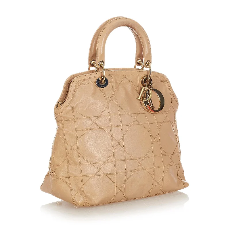 Christian Dior tote bags with a double - handle and shoulder - strap optionDior Cannage Granville Leather Handbag (23654)