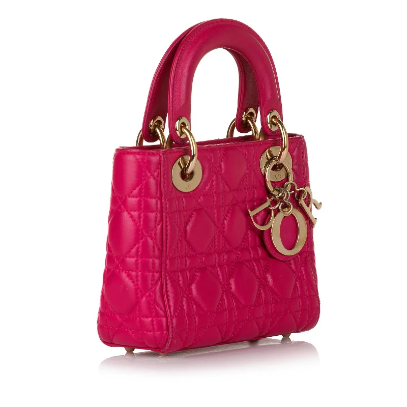 Stylish Christian Dior shoulder bags with a tassel - adorned zipperDior Cannage Lady Dior Lambskin Leather Satchel (32440)