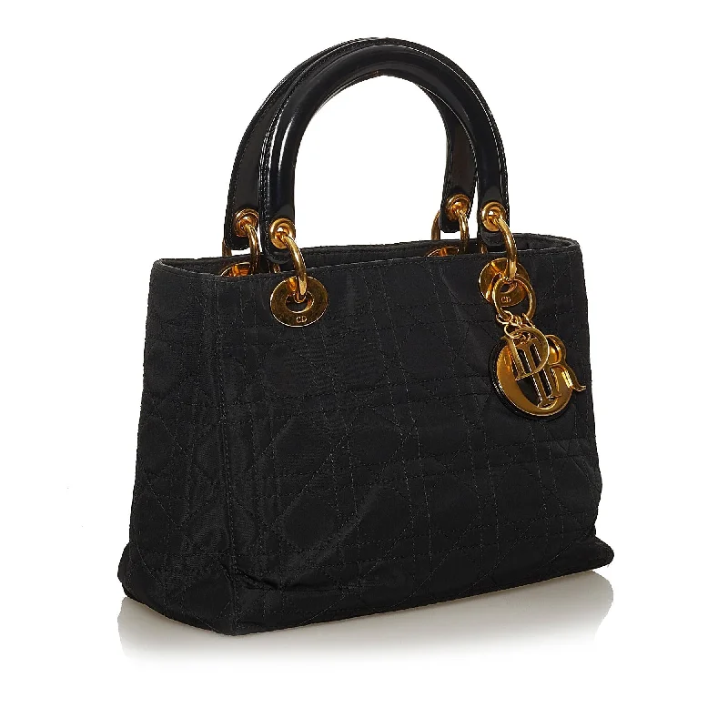 Christian Dior bags with a side - pocket for holding a water bottleDior Cannage Lady Dior Nylon Handbag (28838)