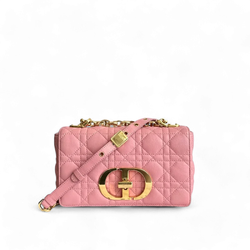 Contemporary Christian Dior handbags with a unique shapeDior Caro Small - Cannage Flap Bag Light Pink Calfskin Gold Hardware