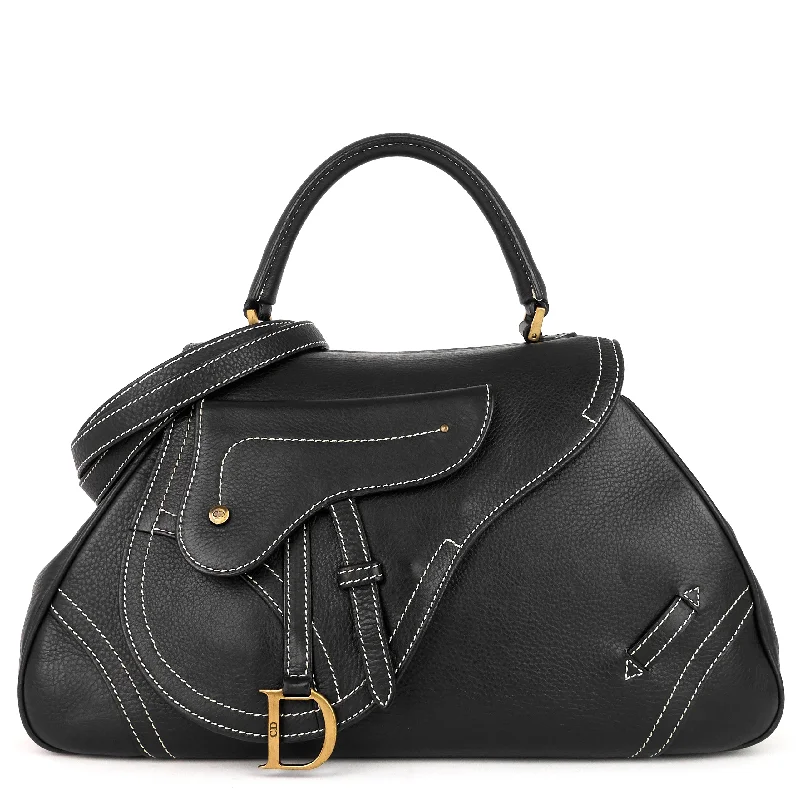 Luxury Christian Dior crossbody bags with a chain - link strapStitched Leather Saddle Handbag